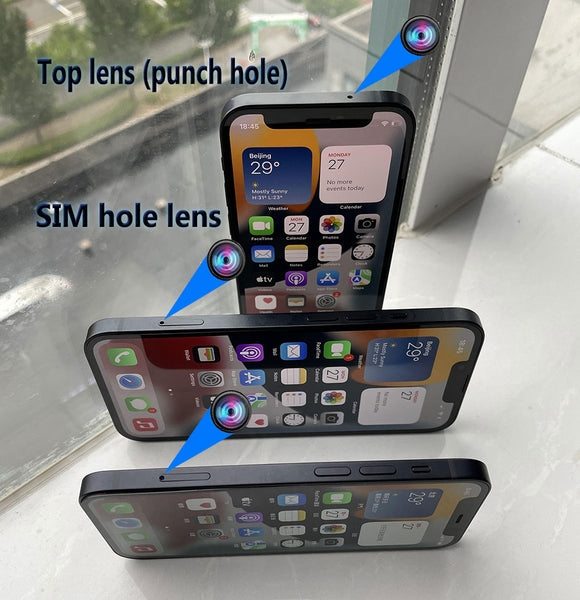 IPhone 13 Spy Camera Phone SIM Card Side Lens 4k/60FPS Black